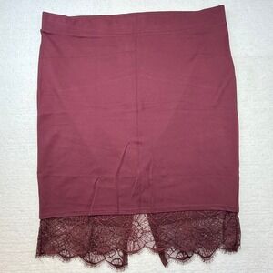 Torrid Burgundy size 3 Lace Trim Pencil Skirt Plus 3x